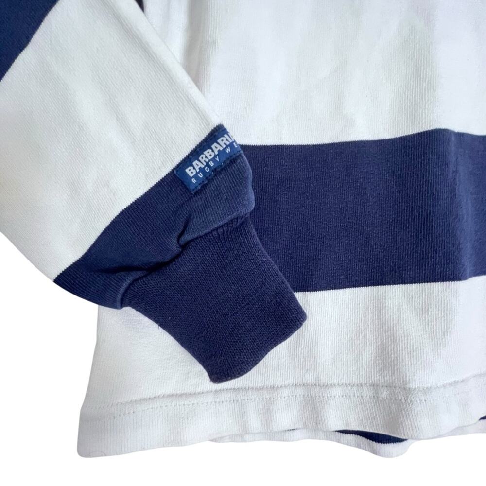 Barbarian Striped Rugby Shirt Mens Small Blue White Blokecore Varsity Co. Logo - Picture 2 of 10